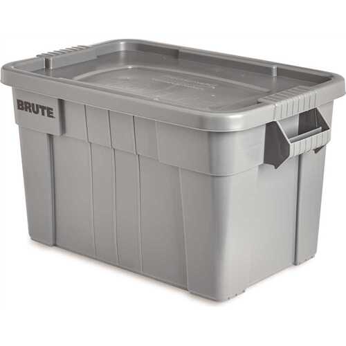 20 Gal Gray Polyethylene Brute Storage Tote With Lid