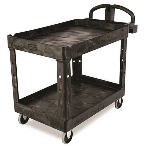 Black Large Two Lipped Shelf Utility Cart