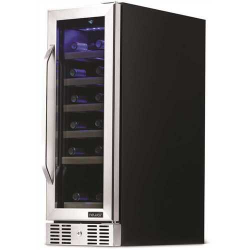 NewAir AWR-190SB 12" Built-In 19 Bottle Wine Fridge In Stainless Steel, With Premium Beech