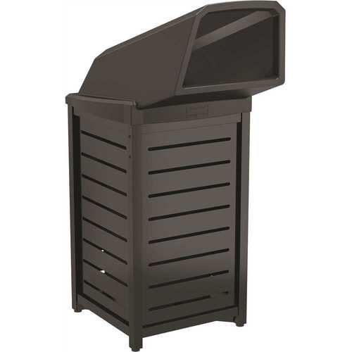 30 Gallon Metal Square Trash Can, Chute Lid, Black