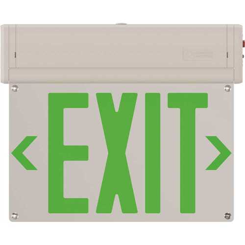 Basics Edge-Lit Exit Sign, Surface Mount, Green Letter, White