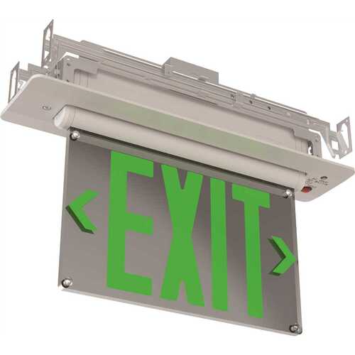 Basics Edge-Lit Exit Sign, Universal Mount Green Letter White