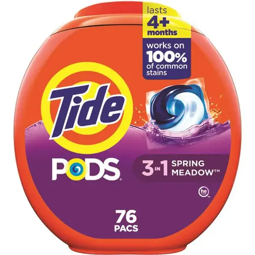 TIDE 30772091668 3-In-1 He Spring Meadow Scent Liquid Laundry Detergent Pods - pack of 4