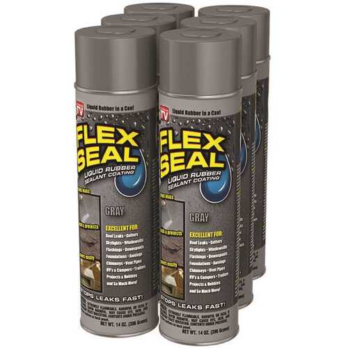 FLEX SEAL Family of Products FSGRYR20-CS Flex Seal Gray 14 oz. Aerosol Liquid Rubber Sealant Coating - pack of 6