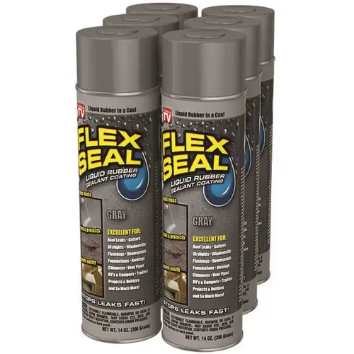 FLEX SEAL Family of Products FSGRYR20-CS Flex Seal Gray 14 oz. Aerosol Liquid Rubber Sealant Coating - pack of 6