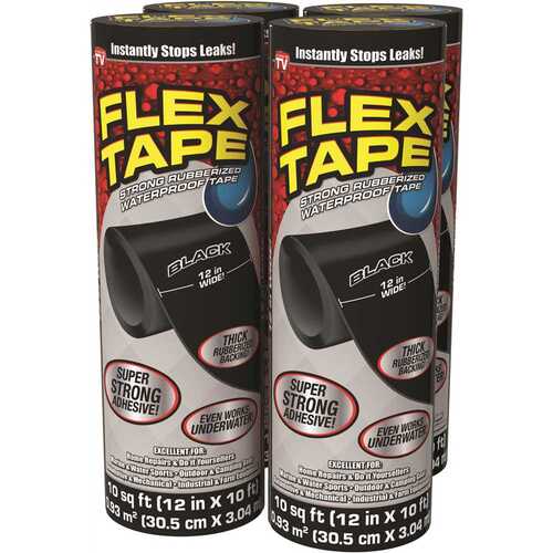Swift Response TFSBLKR1210-CS FLEX SEAL FAMILY OF PRODUCTS Flex Tape Black 12 in. x 10 ft. Strong Rubberized Waterproof Tape - pack of 60