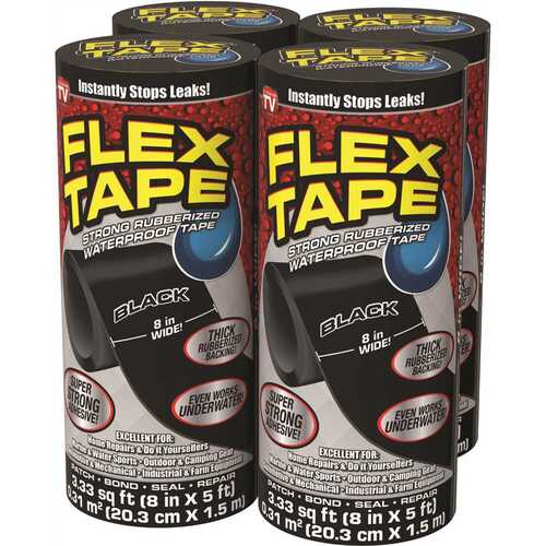 Swift Response TFSBLKR0805-CS FLEX SEAL FAMILY OF PRODUCTS Flex Tape Black 8 in. x 5 ft. Strong Rubberized Waterproof Tape - pack of 60