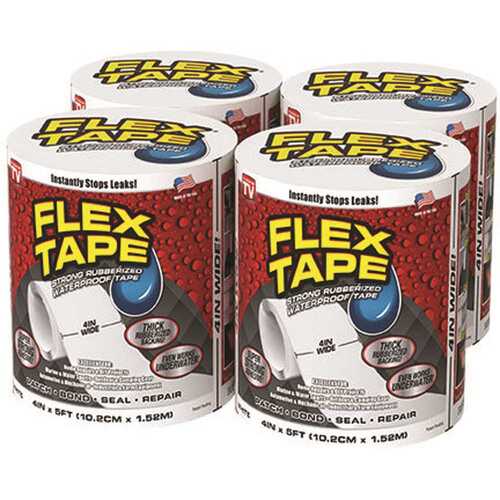 FLEX SEAL FAMILY OF PRODUCTS Flex Tape White 4 in. x 5 ft. Strong Rubberized Waterproof Tape - pack of 4