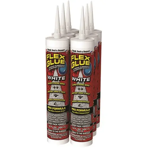 FLEX SEAL FAMILY OF PRODUCTS Flex Glue White 10 oz. Pro-Formula Strong Rubberized Waterproof Adhesive - pack of 4