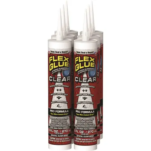 FLEX SEAL FAMILY OF PRODUCTS Flex Glue Clear 9 oz. Pro-Formula Strong Rubberized Waterproof Adhesive - pack of 6