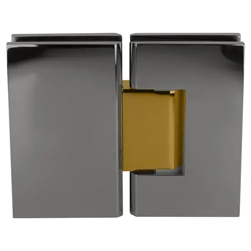 Designer Series Glass To Glass Door Hinge 180 Degree Polished Chrome W/Brass Accents