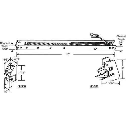 17in Window Channel Balance 60-500A/936A ATTD HWB-YO503-5/8B-1640