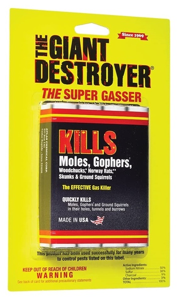 ATLAS CHEMICAL CORP 00333 Super Gasser Mole & Gopher Killer Medium Gray