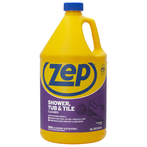 ZEP ZUSTT128 Shower Tub and Tile Cleaner, 1 gal Bottle, Liquid, Pleasant, Light Yellow