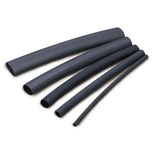 Heat Shrink Tubing, 1/4 to 1/8 in Dia, 4 in L, Polyolefin, Black - pack of 6