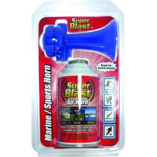 Super Blast Series Air Horn, 65 ft Coverage Area, Blue - pack of 6