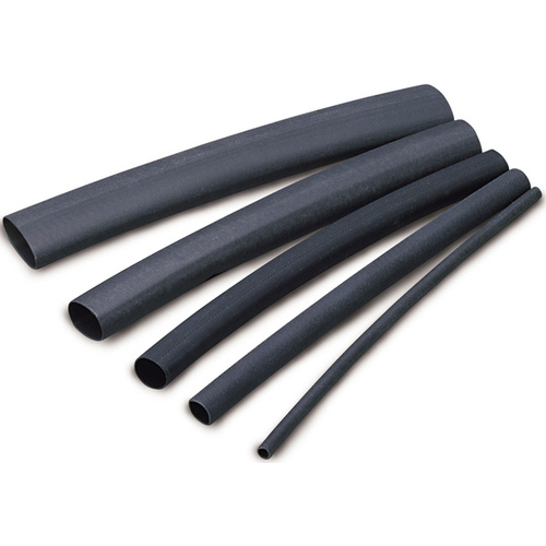 Heat Shrink Tubing, 1/8 to 1/16 in Dia, 4 in L, Polyolefin, Black - pack of 7