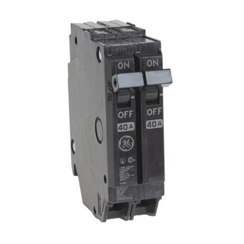 General Electric THQP240 Feeder Circuit Breaker, Type THQP, 40 A, 2 -Pole, 120/240 V, Plug Mounting Black