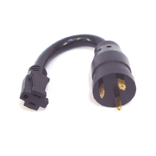 US Hardware RV-802B Adapter, 15 A Female/30 A Male, 125 V, Female, Male, 12 AWG Cable Black