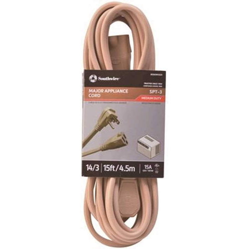 Southwire 3536SW3323 15Ft. 14/3 Air Conditioner Grey Extension Cord Beige