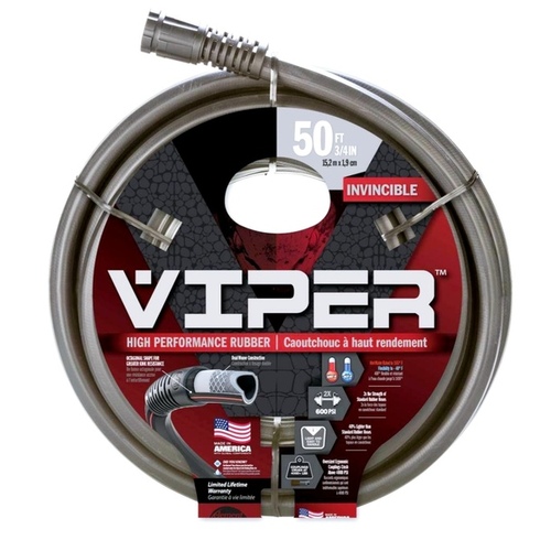 Element CELVP58050 Viper Garden Hose, 5/8 in, 50 ft L, Rubber, Black