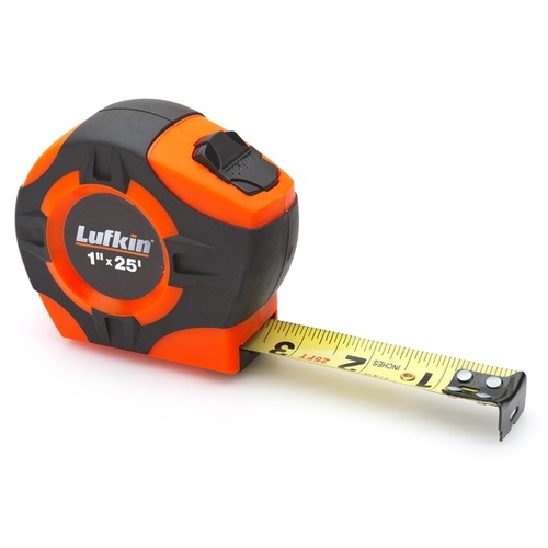 Crescent PHV1425N Tape Measure, 25 ft L Blade, 1 in W Blade, Chrome Case, Orange Case