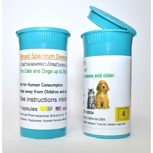 Broad Spectrum Dewormer - 4 Capsules Cat/Small Dog