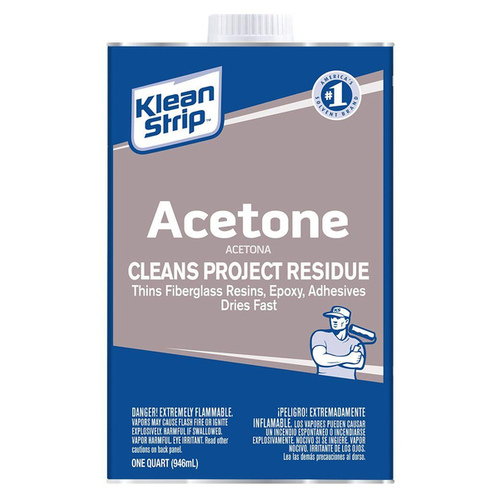 Acetone Thinner, Liquid, Characteristic Ketone, Sweet Pungent, Clear, 1 qt, Can - pack of 6