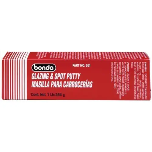 Bondo 651 651 Glazing and Spot Putty, 16 oz Tube, Red, Paste