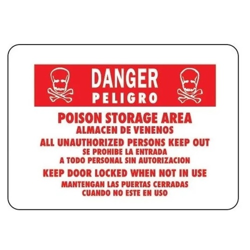 Danger Poison Storage Bilingual Sign - Pack of 12