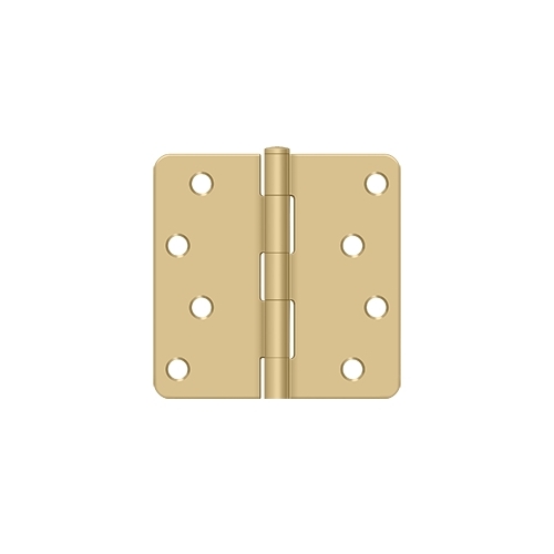 4" x 4" x 1/4" Radius Hinge, Residential in Brushed Brass Pair