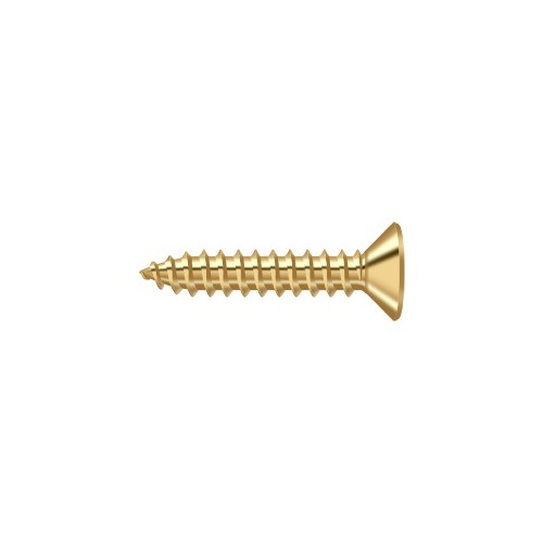 Deltana SCWB1010CR003 #10, 1" Length Flat Head Phillips Drive Wood Screw Solid Brass Lifetime Polished Brass