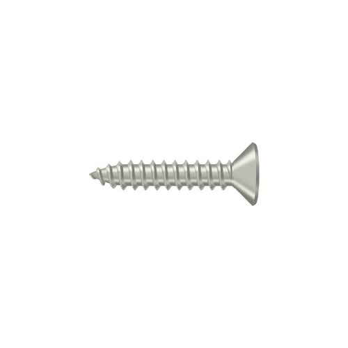 #10, 1" Length Flat Head Phillips Drive Wood Screw Solid Brass Satin Nickel