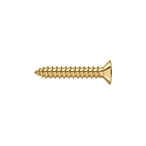 #12, 1-1/4" Length Flat Head Phillips Drive Wood Screw Solid Brass Lifetime Polished Brass