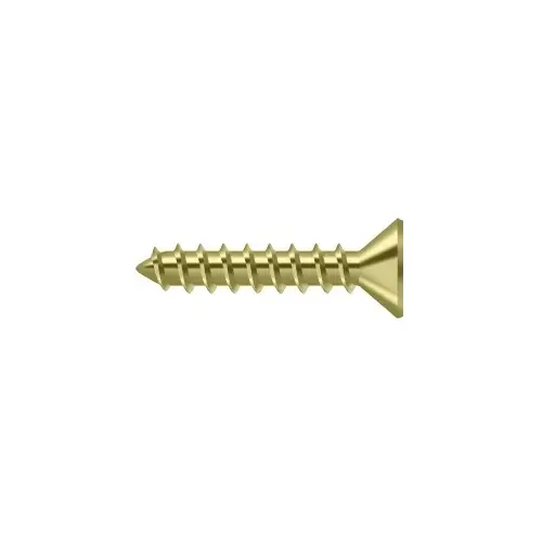 #10, 1" Length Flat Head Phillips Drive Wood Screw Steel Polished Brass