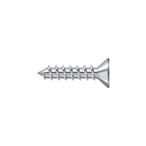 #12, 1" Length Flat Head Phillips Drive Wood Screw Steel Chrome