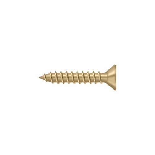 #9, 1" Length Flat Head Phillips Drive Wood Screw Steel Brushed Brass