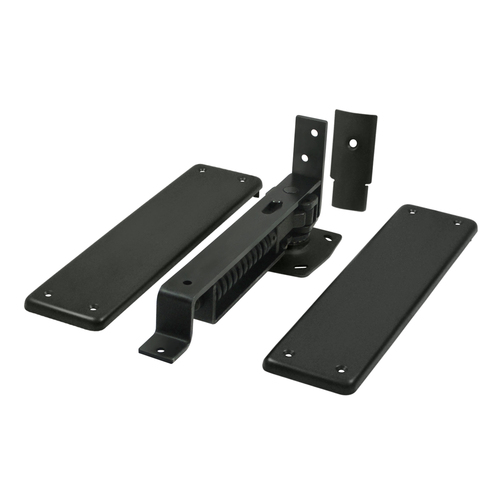 Deltana DASH95U19 Spring Hinge, Double Action w/ Solid Brass Cover Plates in Paint Black