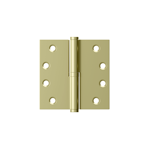 Right Hand 4" x 4" Square Lift-Off Hinge Unlacquered Brass Finish