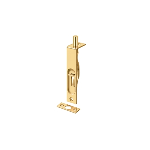 4" Length Flush Door Bolt Square Corner Lifetime Polished Brass - pack of 10