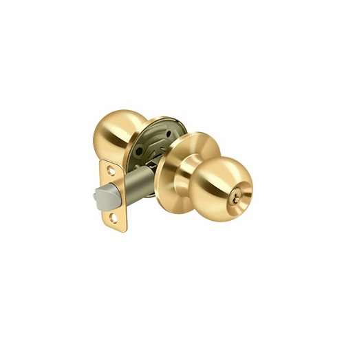 St. Thomas Home Series Round Door Knobset Single Cylinder Lifetime Polished Brass - pack of 10