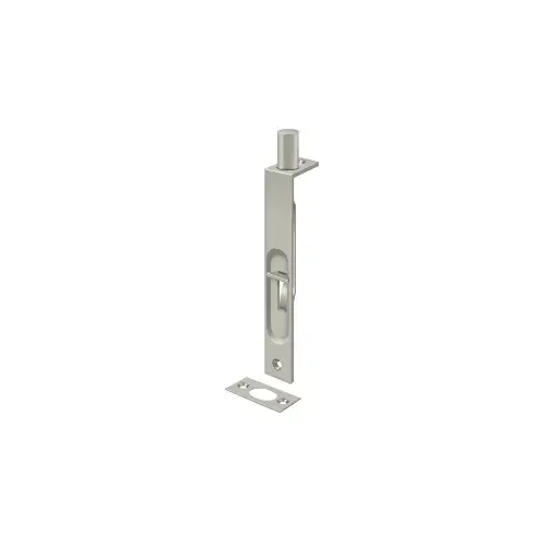 6" Length Flush Door Bolt Square Corner Satin Nickel