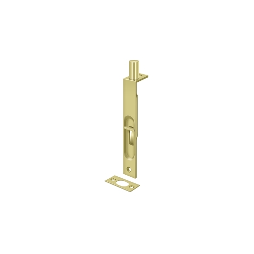 6" Length Flush Door Bolt Square Corner Polished Brass