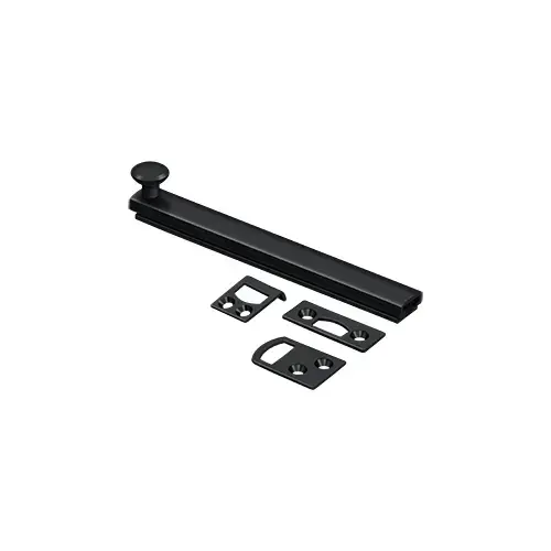 6" Surface Bolt, Concealed Screw, HD in Paint Black