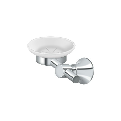 Deltana 88SD-26 4-3/8" Diameter 88 Series Frosted Glass Soap Dish Polished Chrome