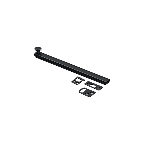 8" Surface Bolt, Concealed Screw, HD in Paint Black