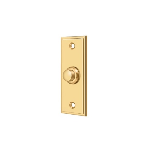 3-1/4" Height X 1-1/4" Width Contemporary Rectangular Bell Button Lifetime Polished Brass