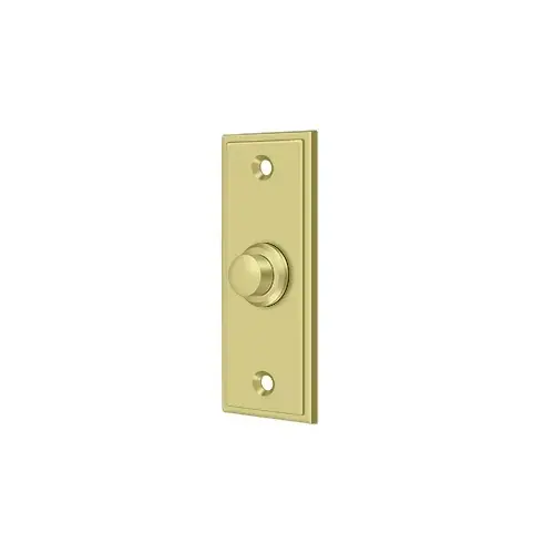 3-1/4" Height X 1-1/4" Width Contemporary Rectangular Bell Button Polished Brass