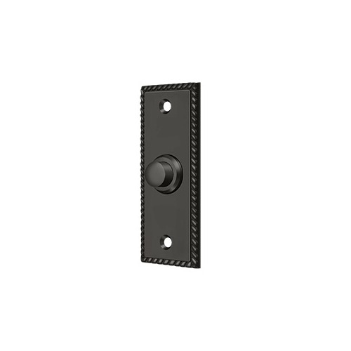 Bell Button, Rectangular with Rope Pattern in Oil-rubbed Bronze