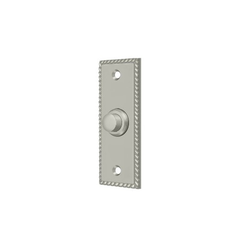 Bell Button, Rectangular with Rope Pattern in Brushed Nickel